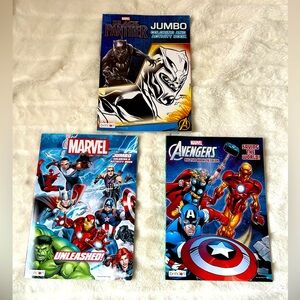 Marvel Lot Of 3 Black Panther/Avengers Jumbo Coloring&Activity Books Mad…